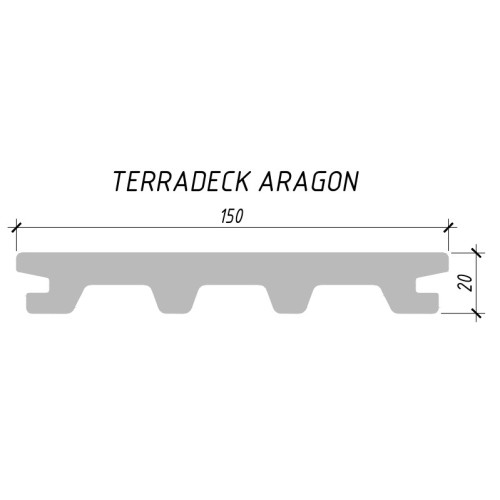 Террасная доска дпк TerraDeck Aragon серый, 3000,4000x150x20