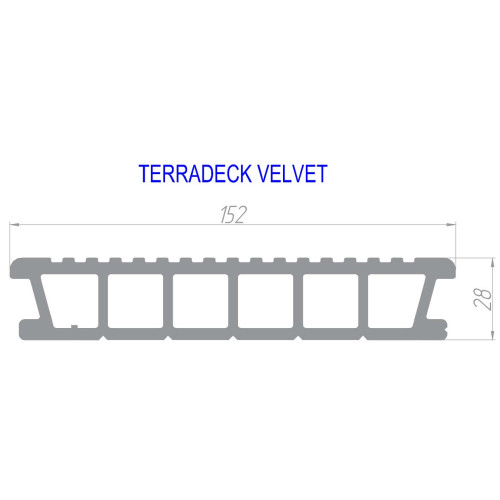 Террасная доска TerraDeck Вельвет / Velvet коричневый, 3000/4000/5000/6000x152x28