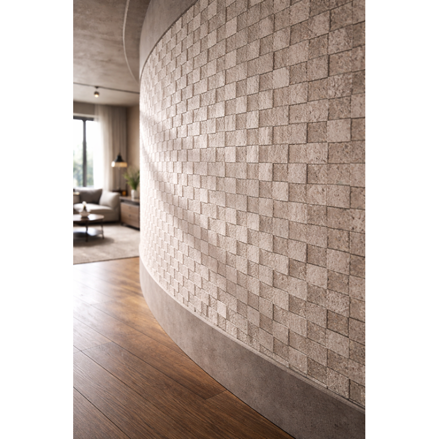 Гибкая керамика Alpine Walls Белая мозаика TESSERA BIANCA, MTR-002PW, 590*1200*7-1