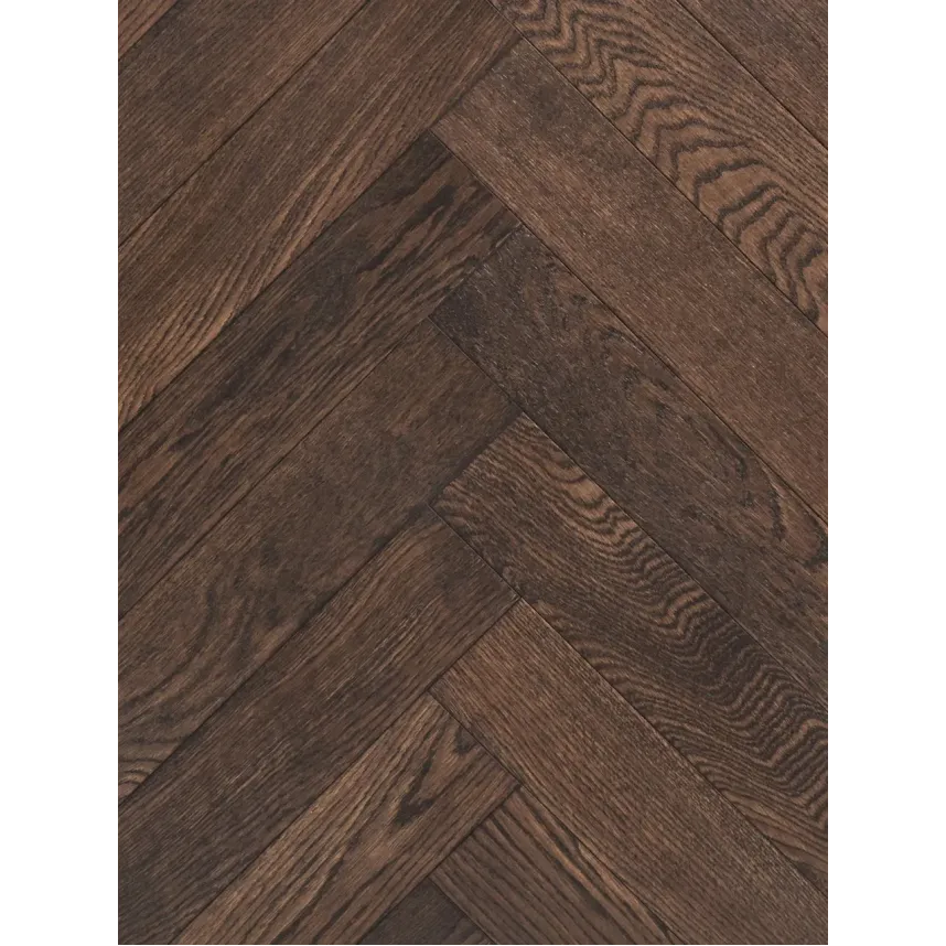 Паркет Wood Bee английская ёлка Herringbone дуб шоколад  / chocolate, 600x92x12