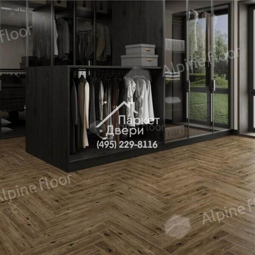 Ламинат Alpine Floor Herringbone 8 Pro Дуб Бордо LF102-10 606x101x8 мм