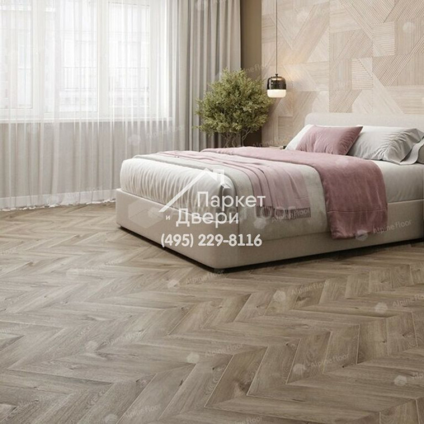 Виниловые полы Alpine Floor CHEVRON ALPINE ДУБ Натуральный Отбеленный ECO 18-3 600х127х5-1