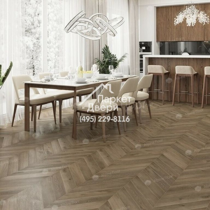 Виниловые полы Alpine Floor CHEVRON ALPINE ДУБ Насыщенный ECO 18-4 600х127х5
