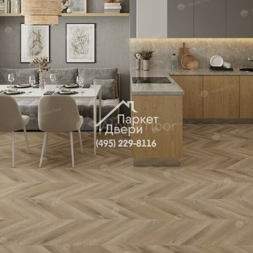 Виниловые полы Alpine Floor CHEVRON ALPINE Дуб Синистра ECO 18-6 600х127х5