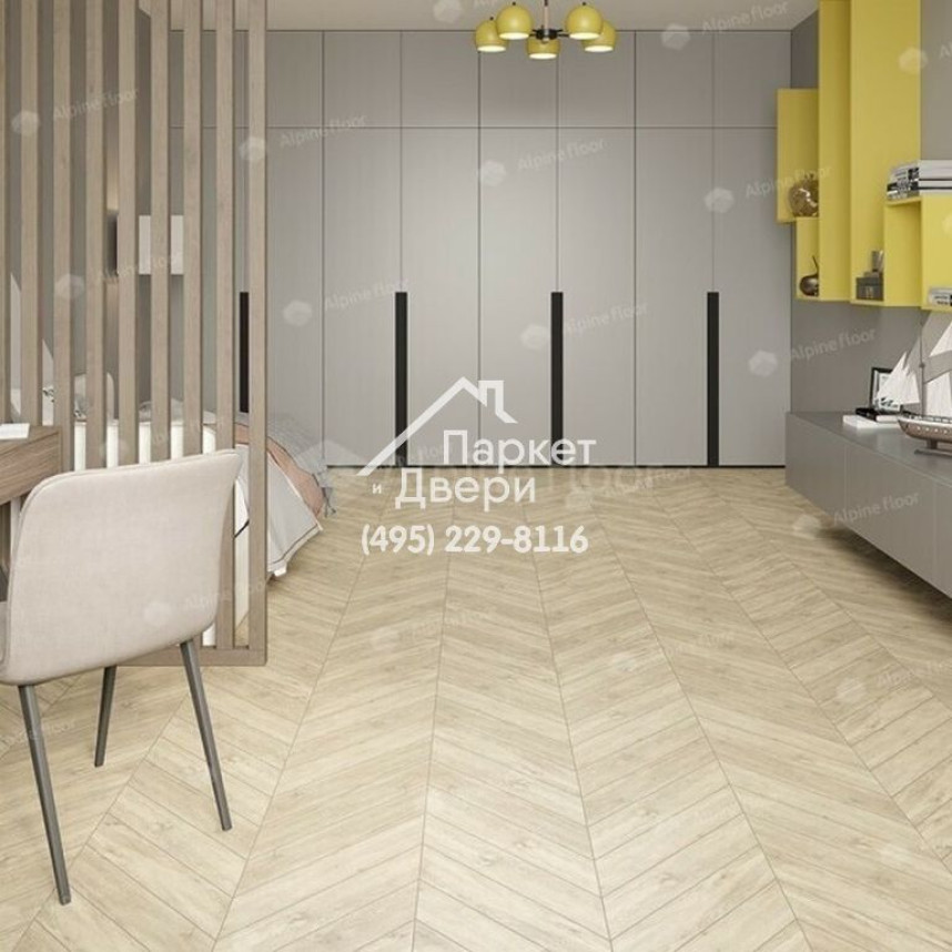 Виниловые полы Alpine Floor CHEVRON ALPINE Сонома ECO 18-7 600х127х5