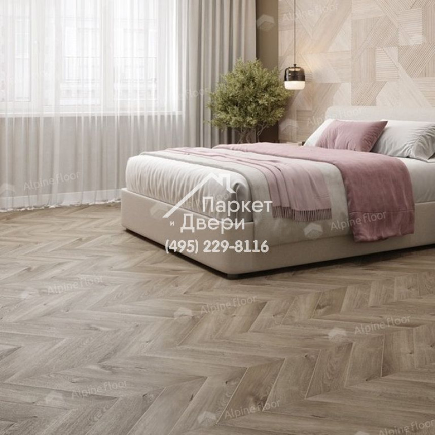 Виниловые полы Alpine Floor CHEVRON ALPINE LVT ДУБ Натуральный Отбеленный ECO 20-3 555х127х2.5