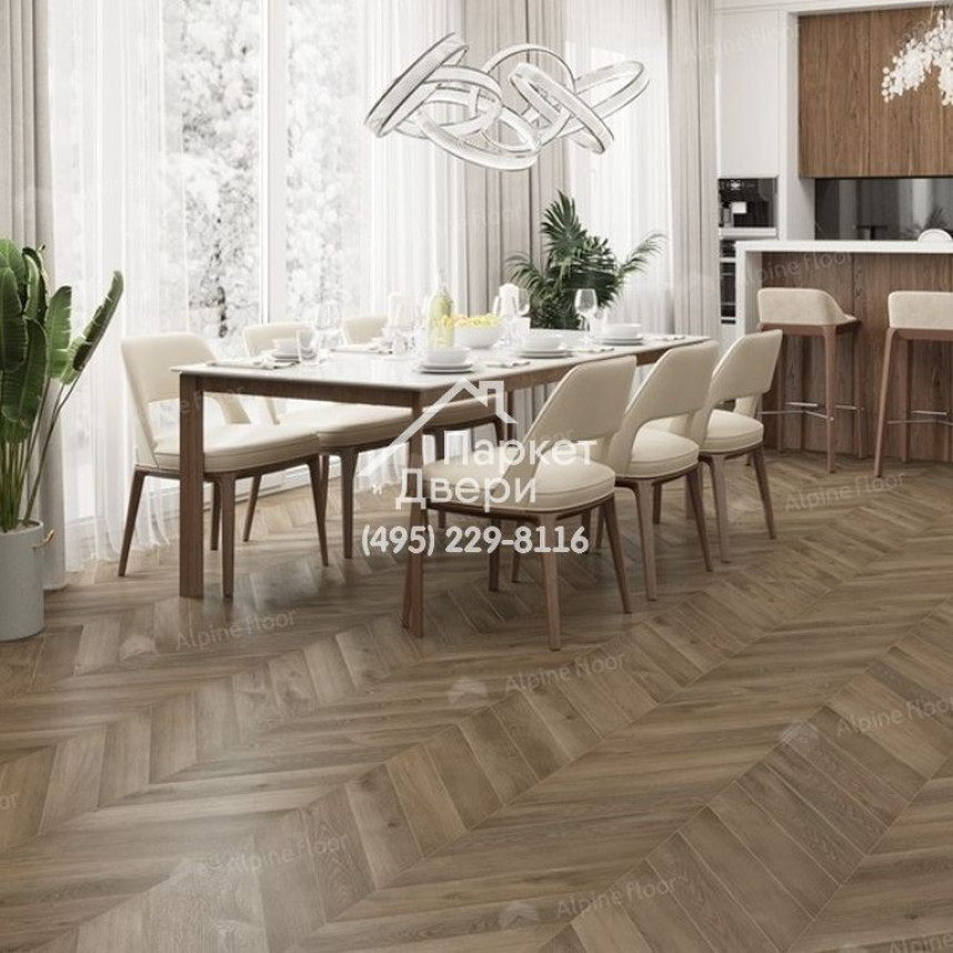 Виниловые полы Alpine Floor CHEVRON ALPINE LVT ДУБ Насыщенный ECO 20-4 555х127х2.5-1