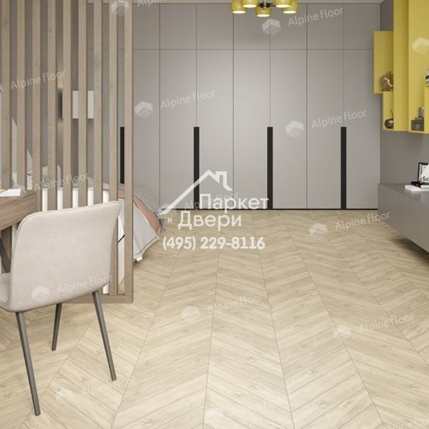 Виниловые полы Alpine Floor CHEVRON ALPINE LVT Сонома ECO 20-7 555х127х2.5