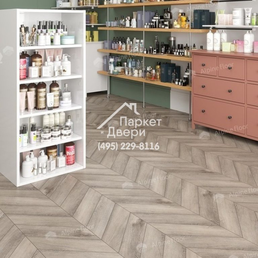 Виниловые полы Alpine Floor CHEVRON ALPINE LVT Дуб Исида ECO 20-8 555х127х2.5