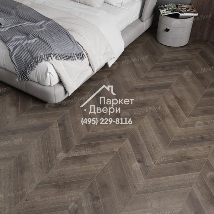 Виниловые полы Alpine Floor CHEVRON ALPINE LVTДуб Антарес ECO 20-9 555х127х2.5