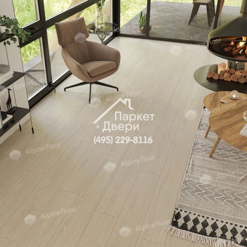 Виниловые полы Alpine Floor EASY LINE LVT ДУБ СНЕЖНЫЙ ECO 3-14 1219х184х3-2