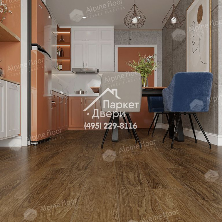 Виниловые полы Alpine Floor NUT Орех Ногуэра Классик ECO 22-1 MC 1220х183х4мм-4