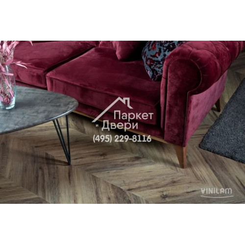 Виниловый пол Vinilam PARQUET CHEVRON Паркет Шеврон Лувр I107516 1293x305x8,5 мм