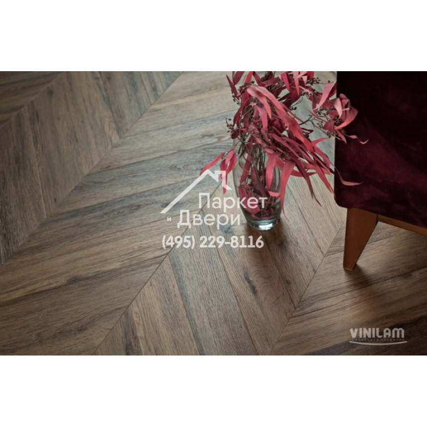 Виниловый пол Vinilam PARQUET CHEVRON Паркет Шеврон Лувр I107516 1293x305x8,5 мм-3