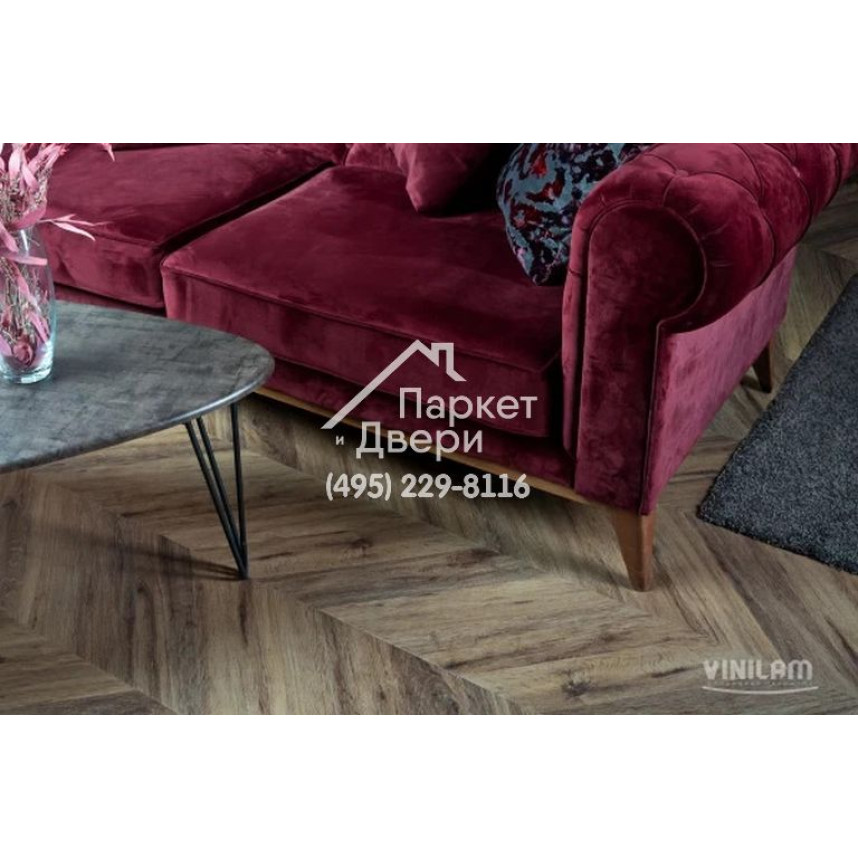 Виниловый пол Vinilam PARQUET CHEVRON Glue I107516 Шеврон Лувр Glue 690x115x2.5 мм-1