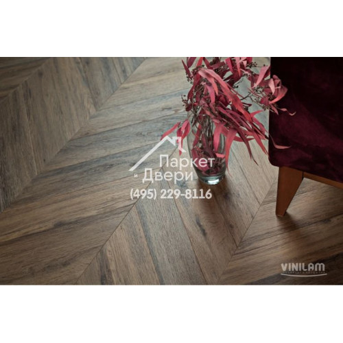 Виниловый пол Vinilam PARQUET CHEVRON Glue I107516 Шеврон Лувр Glue 690x115x2.5 мм