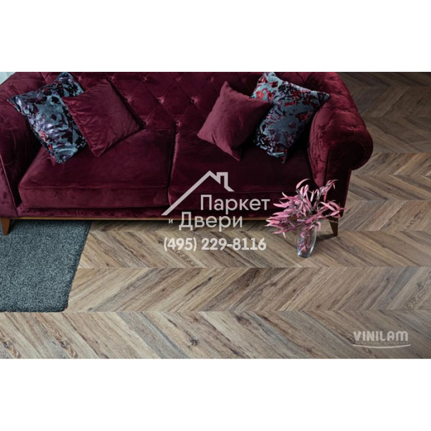 Виниловый пол Vinilam PARQUET CHEVRON Glue I107516 Шеврон Лувр Glue 690x115x2.5 мм-5