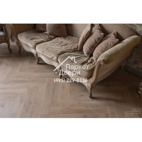 Виниловый пол Vinilam VinilPol Herringbone Glue 9965 Паркет Бруно Glue 609,6x152,4x2,5 мм