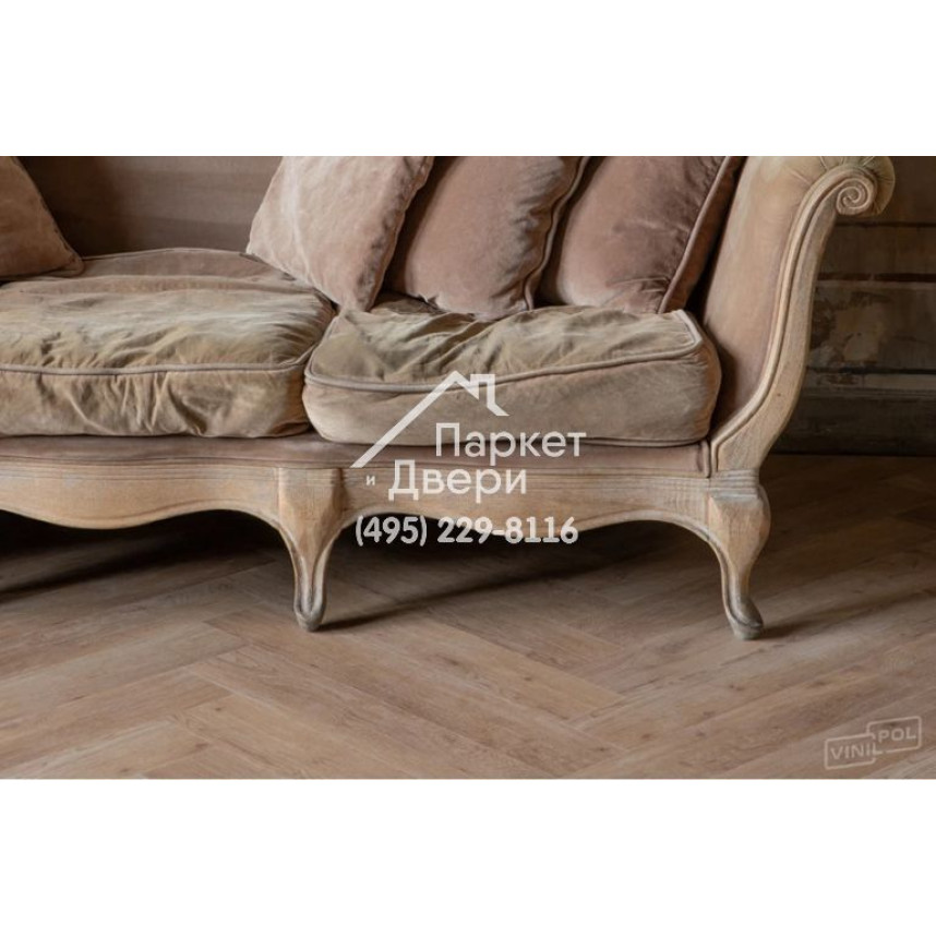 Виниловый пол Vinilam VinilPol Herringbone Glue 9965 Паркет Бруно Glue 609,6x152,4x2,5 мм-8