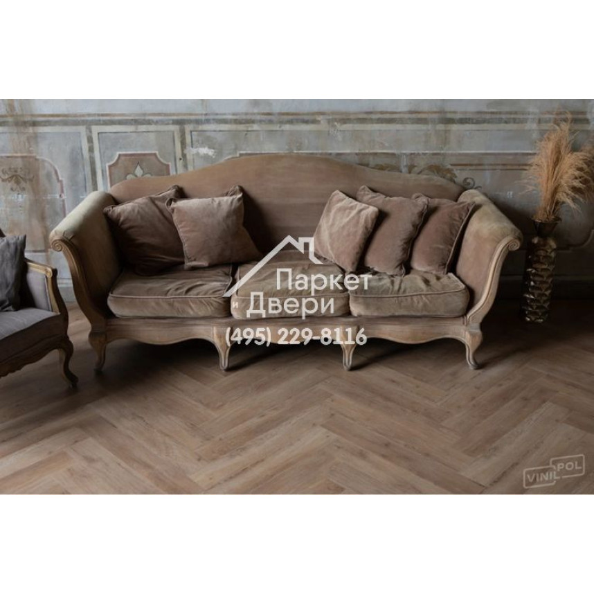 Виниловый пол Vinilam VinilPol Herringbone Glue 9965 Паркет Бруно Glue 609,6x152,4x2,5 мм-5