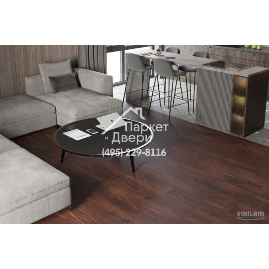 Виниловый пол Vinilam VinilPol Glue 8877 -EIR Орех Американский Glue 1219,6x228,6x2 мм