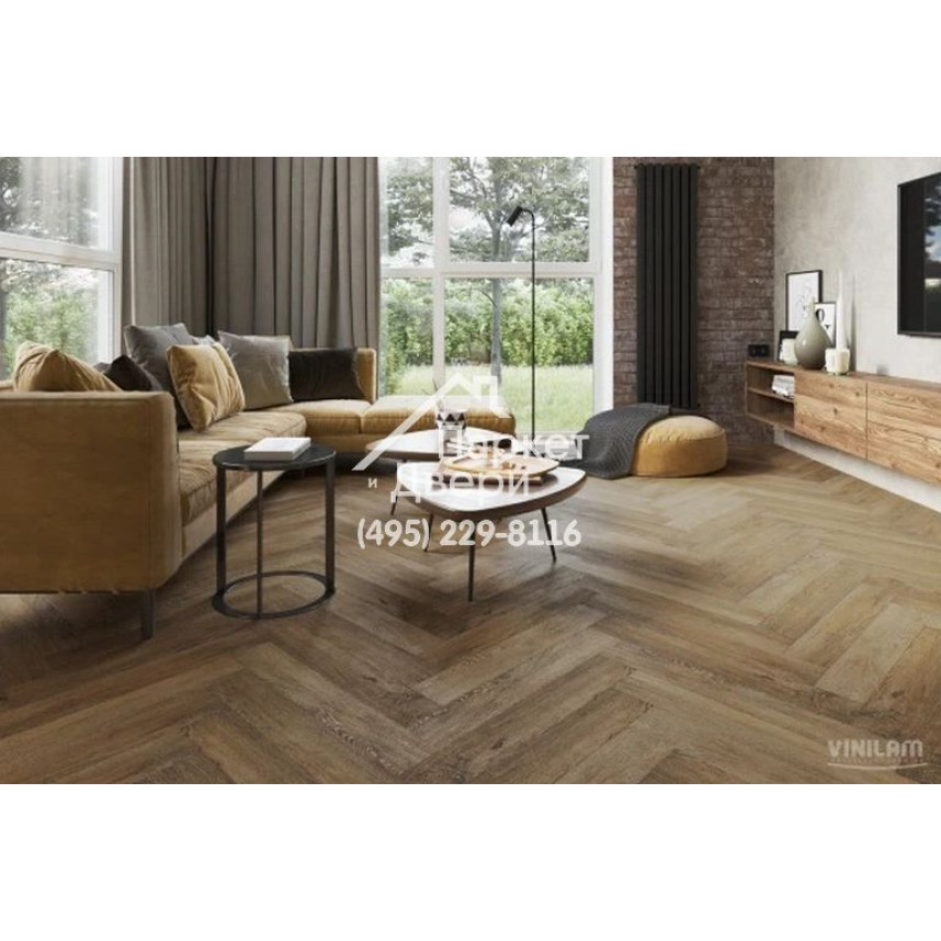 Виниловый пол Vinilam PARQUET Herringbone Glue GD11377 Паркет Тусон Glue 762x152,4x2,5 мм-1