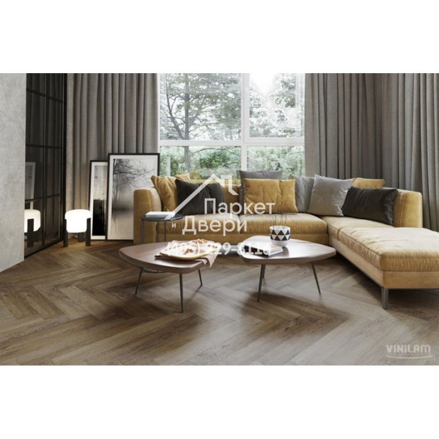 Виниловый пол Vinilam PARQUET Herringbone Glue GD11377 Паркет Тусон Glue 762x152,4x2,5 мм-2