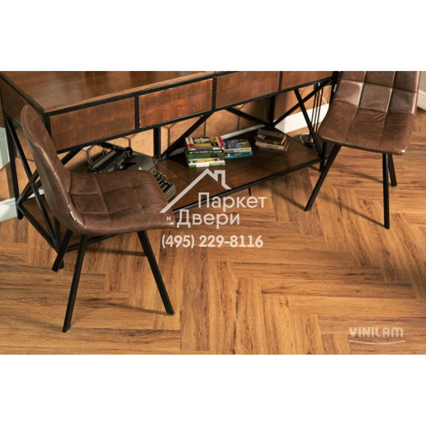 Виниловый пол Vinilam PARQUET Herringbone Паркет Де Вилль IS11210 720x120x6,5 мм-2