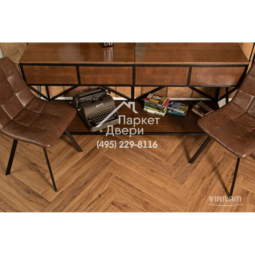 Виниловый пол Vinilam PARQUET Herringbone Паркет Де Вилль IS11210 720x120x6,5 мм-3