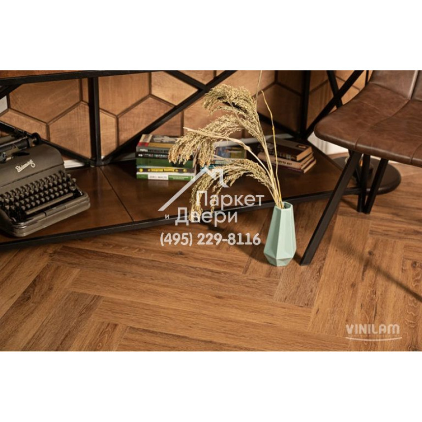Виниловый пол Vinilam PARQUET Herringbone Паркет Де Вилль IS11210 720x120x6,5 мм-4