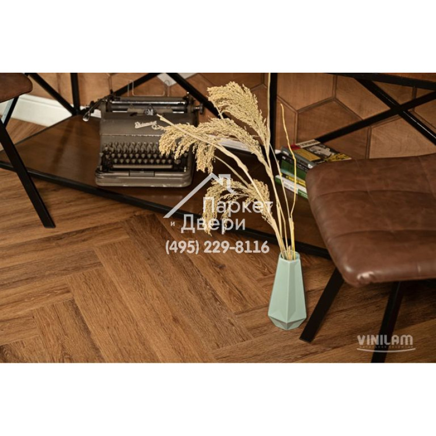 Виниловый пол Vinilam PARQUET Herringbone Паркет Де Вилль IS11210 720x120x6,5 мм-5