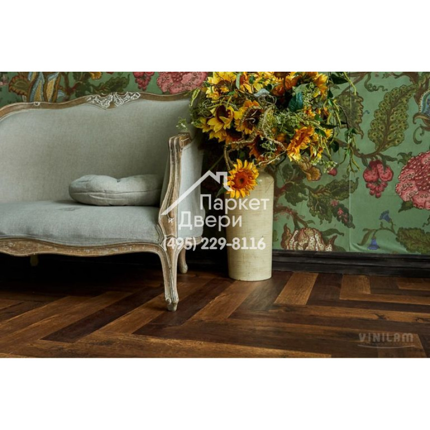 Виниловый пол Vinilam PARQUET Herringbone Glue GD11155 Паркет Парижский Glue 762x152,4x2,5 мм-8