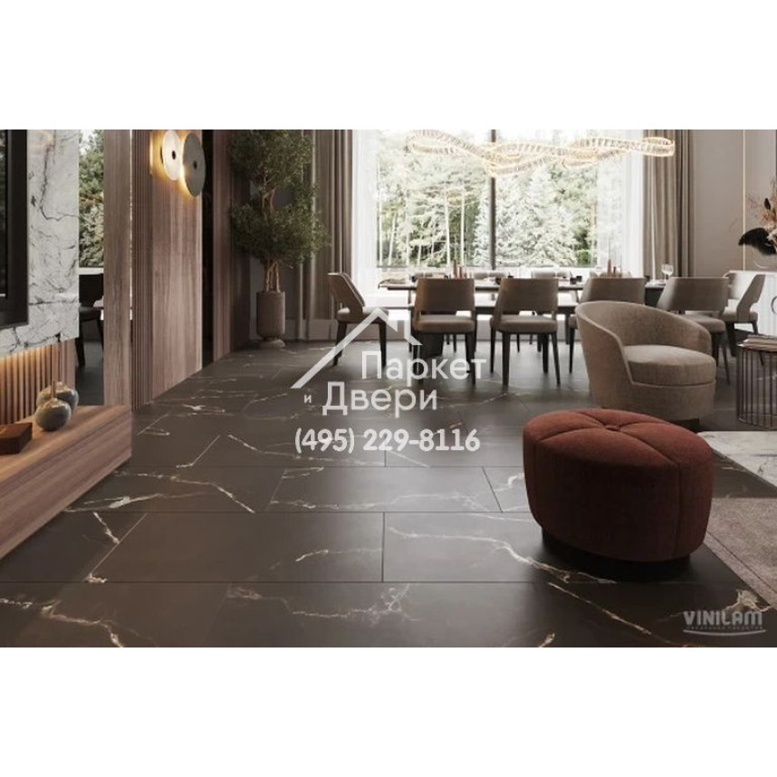 Виниловый пол Vinilam Allure Stone Glue 88911 Эбонитовый Мрамор Glue 914,4x457,2x2,5 мм