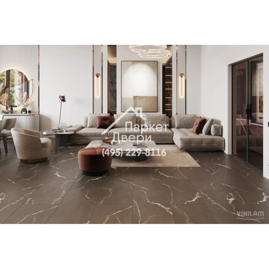 Виниловый пол Vinilam Allure Stone Glue 88911 Эбонитовый Мрамор Glue 914,4x457,2x2,5 мм-4