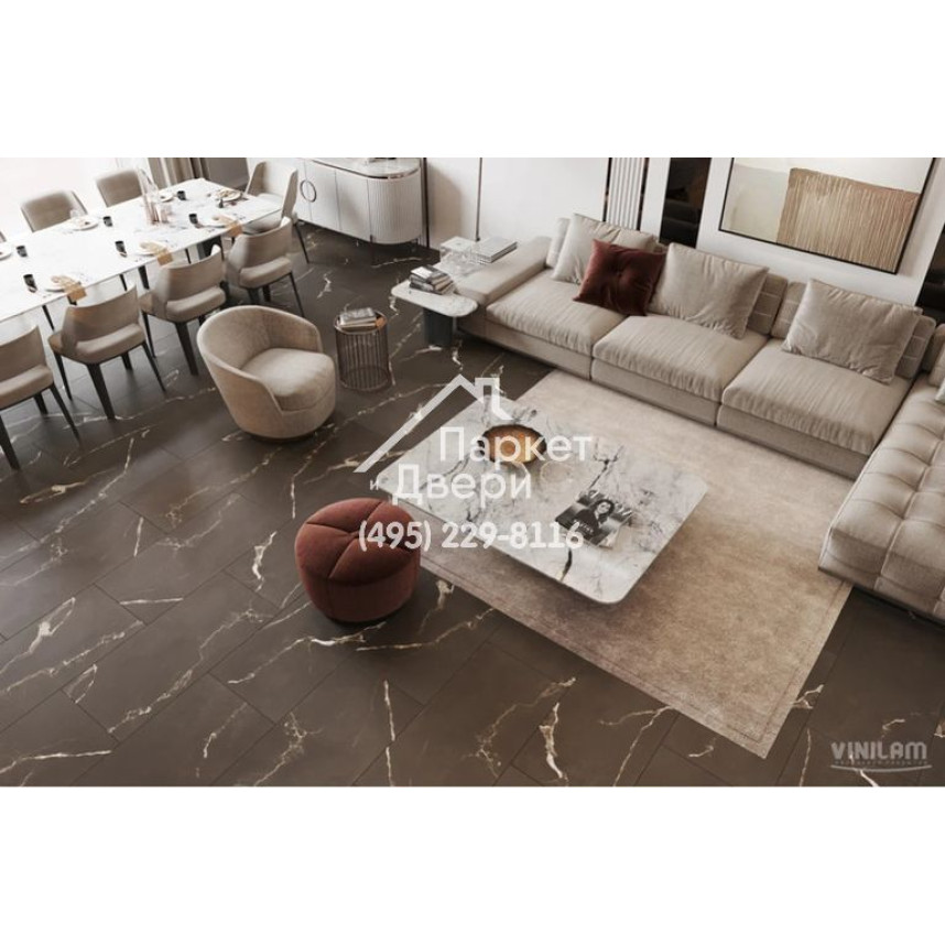 Виниловый пол Vinilam Allure Stone Glue 88911 Эбонитовый Мрамор Glue 914,4x457,2x2,5 мм-5