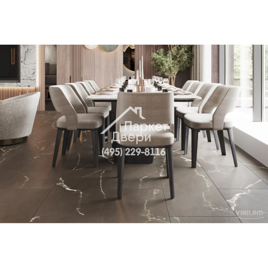 Виниловый пол Vinilam Allure Stone Glue 88911 Эбонитовый Мрамор Glue 914,4x457,2x2,5 мм-8