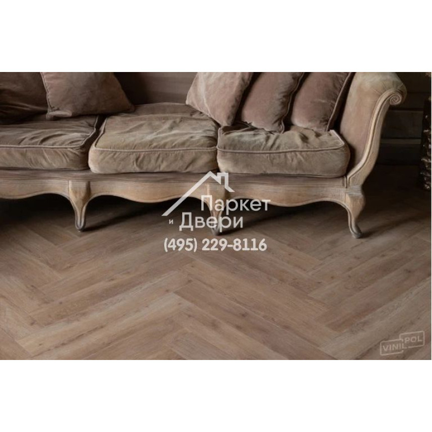 Виниловый пол Vinilam VinilPol Herringbone 9965 Паркет Бруно 762x127x7 мм-1