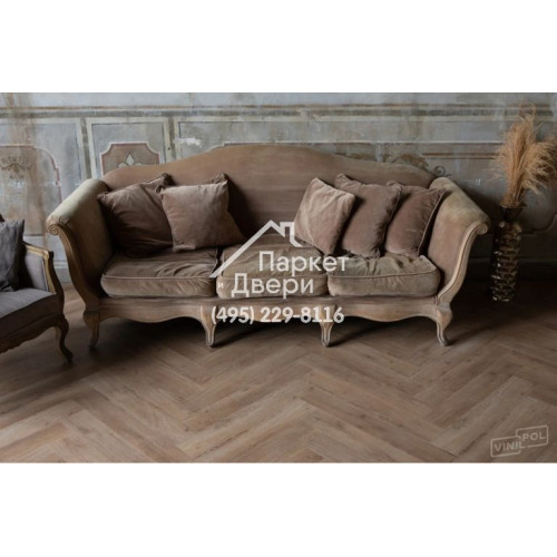 Виниловый пол Vinilam VinilPol Herringbone 9965 Паркет Бруно 762x127x7 мм