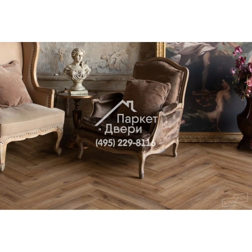 Виниловый пол Vinilam VinilPol Herringbone 9933 Паркет Франческо 762x127x7 мм-13
