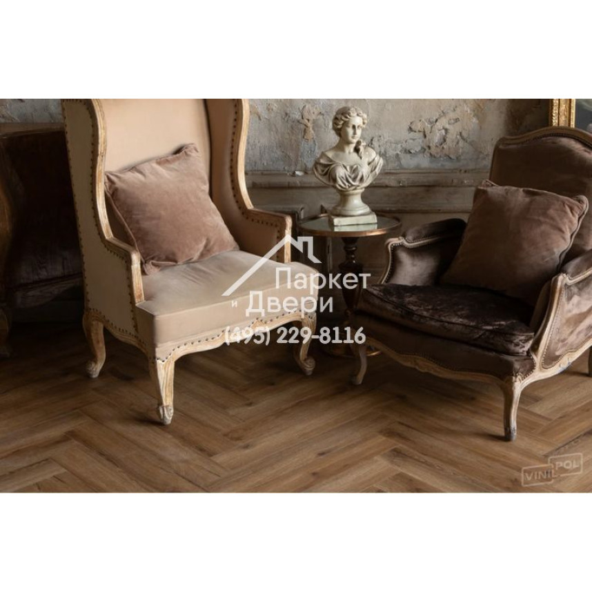 Виниловый пол Vinilam VinilPol Herringbone 9933 Паркет Франческо 762x127x7 мм-8