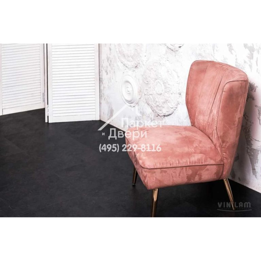 Виниловый пол Vinilam CERAMO VINILAM Stone 61607 Сланцевый Чёрный 8 mm 940x470x8 мм-2