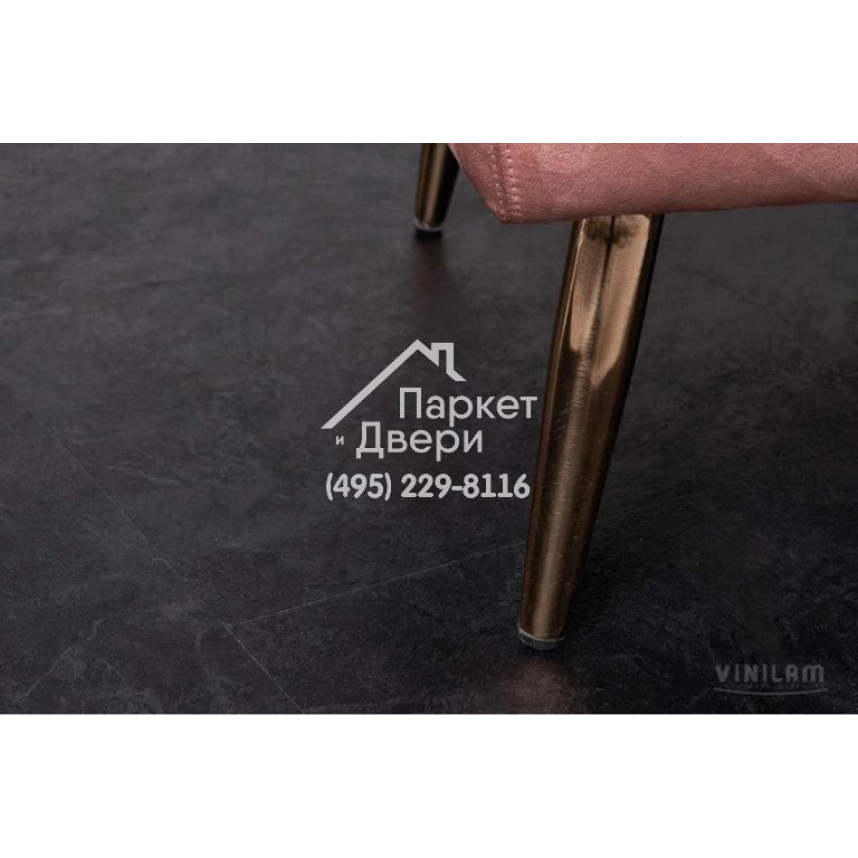 Виниловый пол Vinilam CERAMO VINILAM Stone 61607 Сланцевый Чёрный 8 mm 940x470x8 мм-4