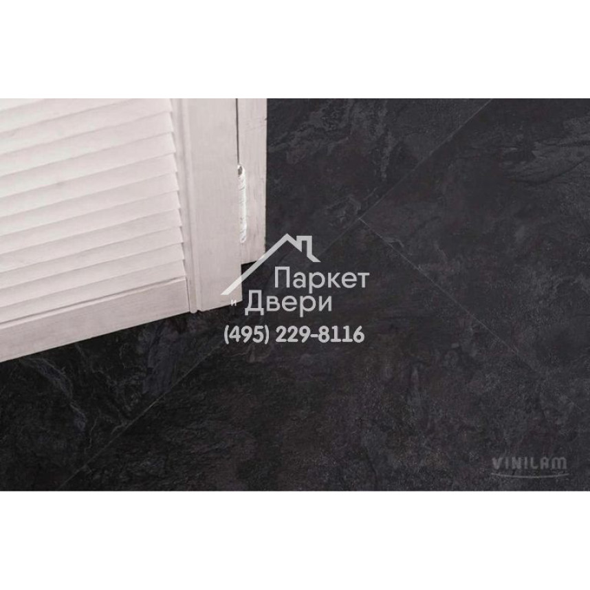 Виниловый пол Vinilam CERAMO VINILAM Stone 61607 Сланцевый Чёрный 8 mm 940x470x8 мм-6