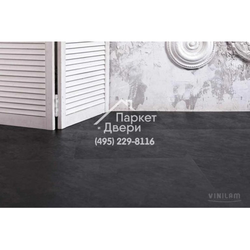 Виниловый пол Vinilam CERAMO VINILAM Glue Сланцевый Чёрный 61607 Glue 950x480x2.5 мм