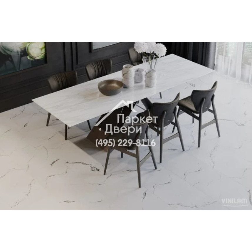 Виниловый пол Vinilam CERAMO VINILAM Stone 83444 Итальянский Мрамор 8 mm 940x470x8 мм-1