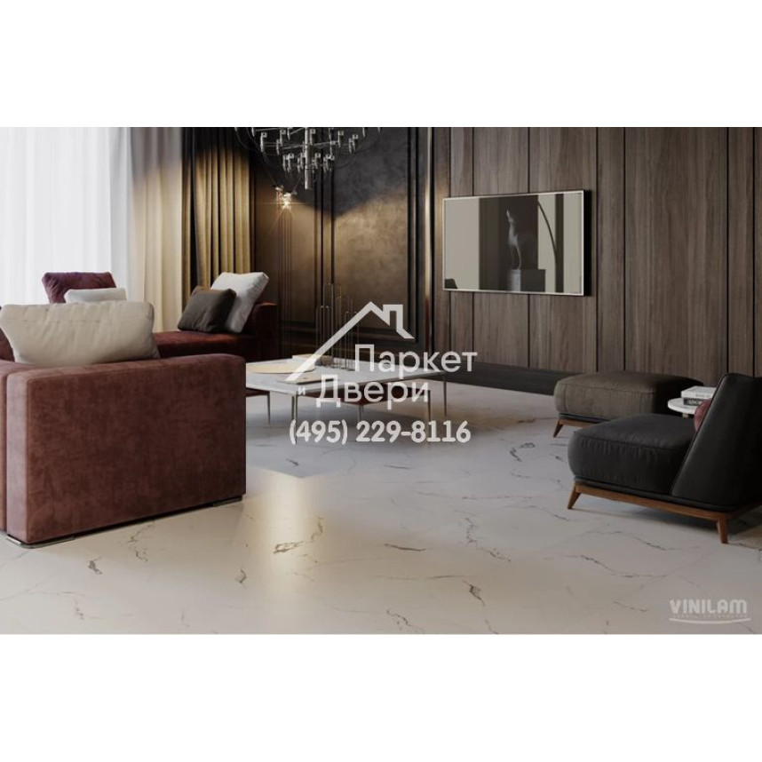 Виниловый пол Vinilam CERAMO VINILAM Stone 83444 Итальянский Мрамор 8 mm 940x470x8 мм-3