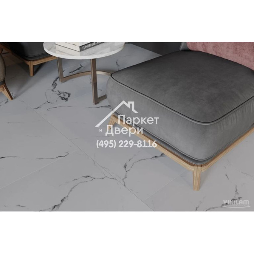 Виниловый пол Vinilam CERAMO VINILAM Stone 83444 Итальянский Мрамор 8 mm 940x470x8 мм-4