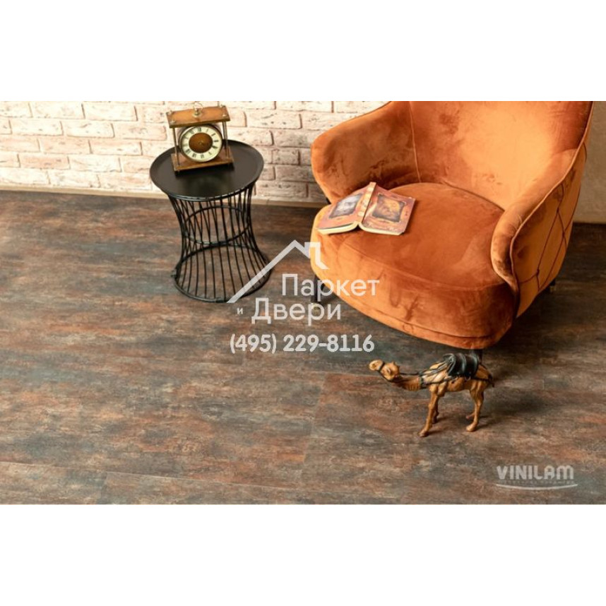 Виниловый пол Vinilam CERAMO VINILAM Stone 71617 Керамическая Сталь 8 mm 940x470x8 мм-2