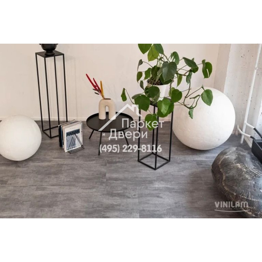 Виниловый пол Vinilam CERAMO VINILAM Stone 71616 Цемент Серый 6 mm 940x470x6 мм-1
