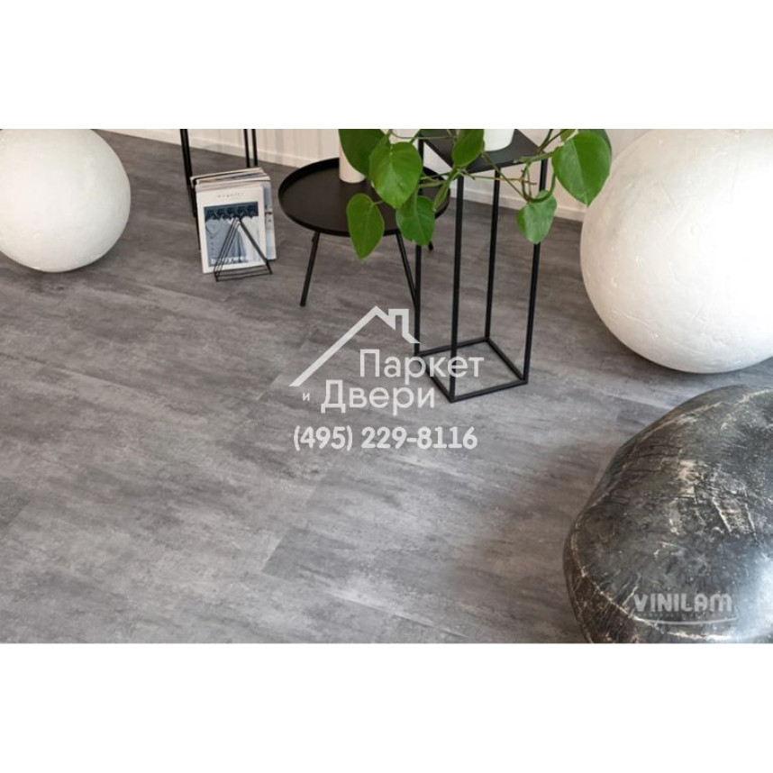 Виниловый пол Vinilam CERAMO VINILAM Stone 71616 Цемент Серый 6 mm 940x470x6 мм-5